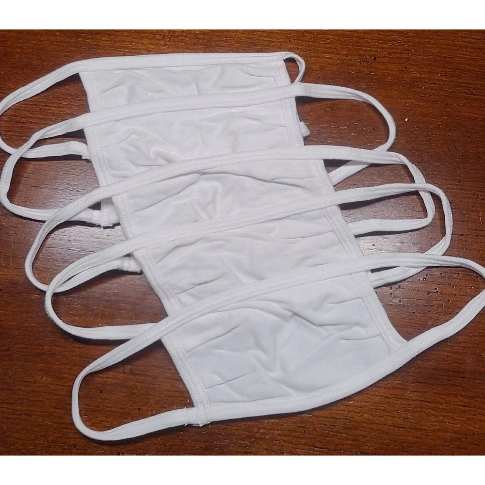 5-Pack 100% Cotton White Face Mask Protective Cover Youth Factory Sealed